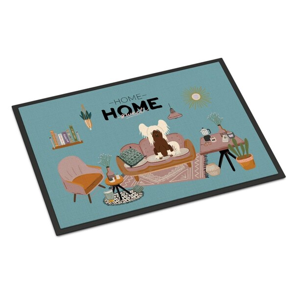 Carolines Treasures 24 x 36 in. Cream Chinese Crested Sweet Home Indoor or Outdoor Mat CK7958JMAT - main
